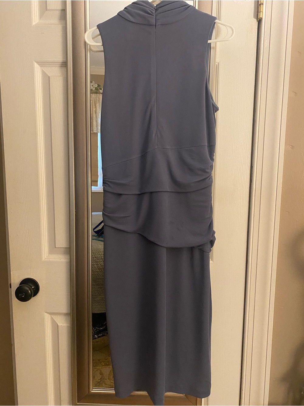 Donna Karan Gray High-Neck Draped Midi Dress - Picture 3 of 5